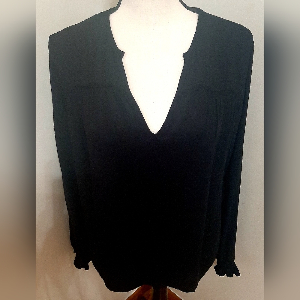 NWT Bobi Los Angeles Split Neck Long Sleeve Blouse Top - Picture 5 of 10